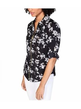 Michael Kors Floral Zip Blouse